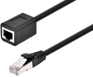 Monoprice Cat6A 3ft Black U/FTP Ethernet Extension Cable RJ45 Male to Female (with PCB Jack 3), 26AWG, Stranded Ba