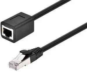 Monoprice Cat6A 1ft Black U/FTP Ethernet Extension Cable RJ45 Male to Female (with PCB Jack 3), 26AWG, Stranded Ba