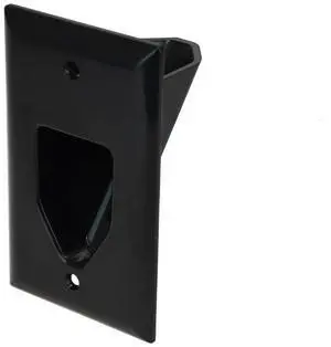 Monoprice 1-Gang Recessed Low Voltage Cable Plate, Black