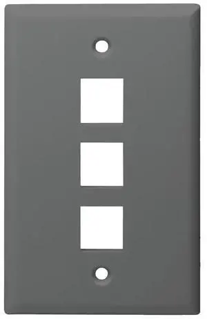 Monoprice Standard Size Keystone Plate 3 Port, Gray, UL