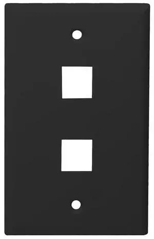 Monoprice Mid-Size Keystone Plate 2 Port, Black, UL