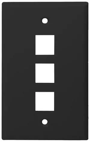 Monoprice Mid-Size Keystone Plate 3 Port, Black, UL