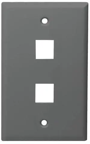 Monoprice Mid-Size Keystone Plate 2 Port, Gray, UL