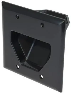 Monoprice 2-Gang Recessed Low Voltage Cable Plate, Black