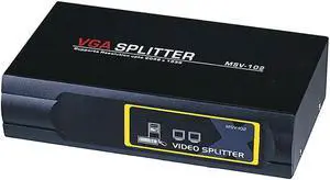 2-Way SVGA VGA Splitter Amplifier Multiplier 400 MHz - Black (No Logo)