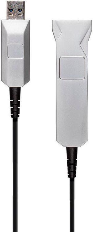 Monoprice USB-A to USB-A Female 3.0 Extension Cable - 65.6 Feet - Silver | Fiber Optic - SlimRun