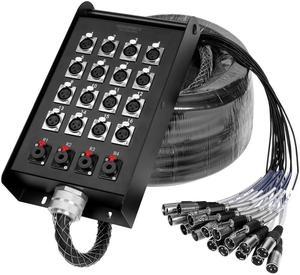 Monoprice 20-Channel Snake & 16 XLR x 4 TRS Stage Box - 100 feet With 16 Downstream And 4 Upstream Connections