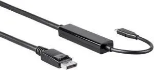 Monoprice USB C to DisplayPort 3.1 Cable - 10 Feet - Black | 5Gbps, Active, 4K@60Hz, Type C, Plug and Play, Mirror or Expand your PC