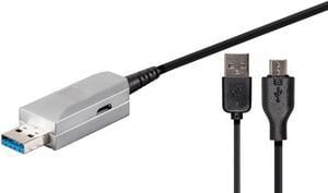 Monoprice USB-A to USB-A Female 3.0 Extension Cable - 164.0 Feet - Silver | Fiber Optic - SlimRun