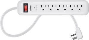 Monoprice Power & Surge - 6 Outlet Surge Protector Power Strip with Low-Profile Plug - 8 Feet Cord - White | 1000 Joules 15A / 125V / 1875W