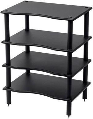 Monoprice Monolith 4 TierShelf Audio Stand  Black  Open Air Storage Modular Design Sturdy Compatible With Bose Polk Sony Yamaha Pioneer and others