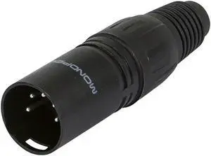 Monoprice 5-Pin Male DMX Connector - Black | Anodized Aluminum With A Plastic Cap, Rubber Strain Relief Boot, And Three Solder Cup Connectors
