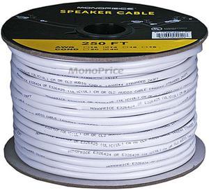 Monoprice Access Series 14 Gauge AWG CL2 Rated 4 Conductor Speaker Wire / Cable - 250ft Fire Safety In Wall Rated, Jacketed In White PVC Material 99.9% Oxygen-Free Pure Bare Copper