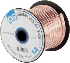 Monoprice Select Series 14 Gauge AWG Speaker Wire / Cable - 50ft Jacketed In Durable Plastic With A Color Coded Conductor For Home Theater, Car Audio And More