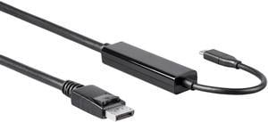 Monoprice USB C to DisplayPort 3.1 Cable - 6 Feet - Black | 5Gbps, Active, 4K@60Hz, Type C, Plug and Play, Mirror or Expand your PC