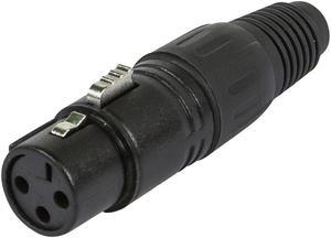 Monoprice 3-Pin Female DMX Connector - Black | Anodized Aluminum With A Plastic Cap, Rubber Strain Relief Boot, And Lock Release Button.