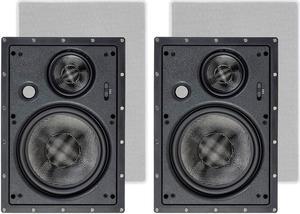 Monoprice 3-Way Carbon Fiber In Wall Speakers - 8 Inch (Pair) With Paintable Magnetic Grille For Home Theater - Alpha Series