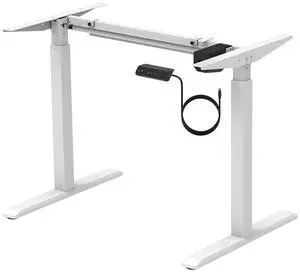 Monoprice Height Adjustable Sit Stand Riser Table Desk Frame - White With Electric Single Motor, Compatible With Desktops From 39 Inches Up To 63 Inches Wide - Workstream Collection