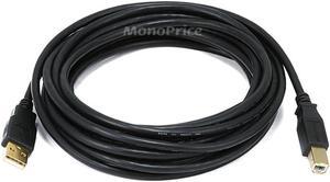 Monoprice USB 2.0 Cable - 15 Feet - Black | USB Type-A Male to USB Type-B Male, 28/24AWG with Ferrite Core, Gold Plated