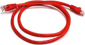 Monoprice Cat6 Ethernet Patch Cable - 3 Feet - Red | Network Internet Cord - RJ45, Stranded, 550Mhz, UTP, Pure Bare Copper Wire, 24AWG