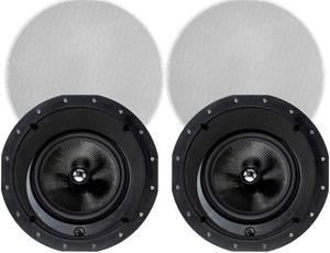 Monoprice 2-Way Carbon Fiber In-Ceiling Speakers - 8 Inch With 15 Degree Angled Drivers (Pair) - Alpha Series
