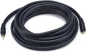Monoprice 15ft Premium 3.5mm Stereo Male to 3.5mm Stereo Female 22AWG Extension Cable (Gold Plated) - Black