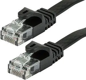 Monoprice Cat5e Ethernet Patch Cable - 3 Feet - Black | Network Internet Cord - RJ45, Flat,Stranded, 350Mhz, UTP, Pure Bare Copper Wire, 30AWG