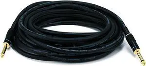 Monoprice Audio Cable Cord - 25 Feet - Black | 1/4 Inch (TS) Male to Male -16AWG, Gold Plated - Premier Series