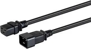 Monoprice Heavy Duty Extension Cord - 6 Feet - Black | IEC 60320 C19 to IEC 60320 C20, 12AWG, 20A, SJTW, 250V