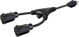 Monoprice Heavy Duty Extension Cord - 1 Feet - Black | NEMA 5-15P to 2x NEMA 5-15R, 18AWG, 10A, SVT, 120V