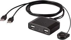 Monoprice 2x4 USB 2.0 Peripheral Sharing Switch, Allows 2 Computers to Share 4 USB Devices