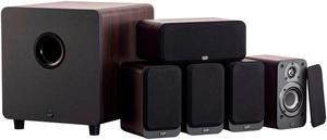 Monoprice HT-35 Premium 5.1-Channel Home Theater System - Espresso, With Powered Subwoofer, Low Profile Speaker Grilles, Secure Mounting Option