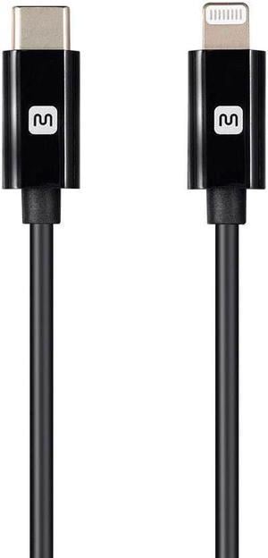 Monoprice Apple MFi Certified Lightning to USB Type-C and Sync Cable - 3 Feet - Black, Compatible with iPod, iPhone, iPad with Lightning Connector