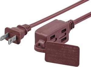 Monoprice 3-Outlet Household Extension Cord - 6 Feet - Brown,  16/2 SPT-2