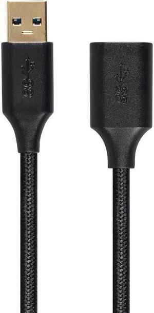 Monoprice USB & Lightning Cable - 6 Feet - Black | USB 3.0 A Male to A Female Premium Extension Cable