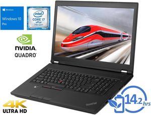 Lenovo ThinkPad P71 Notebook, 17.3" FHD Display, Intel Core i7-7820HQ Upto 3.9GHz, 8GB RAM, 256GB NVMe SSD, NVIDIA Quadro M620, HDMI, Micro DP, Thunderbolt, Wi-Fi, BT, Windows 10 Pro (20HK001MUS)