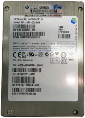 653967-001 HEWLETT-PACKARD 400GB 2.5INCH SATA 3GBPS SOLID STATE DRIVE