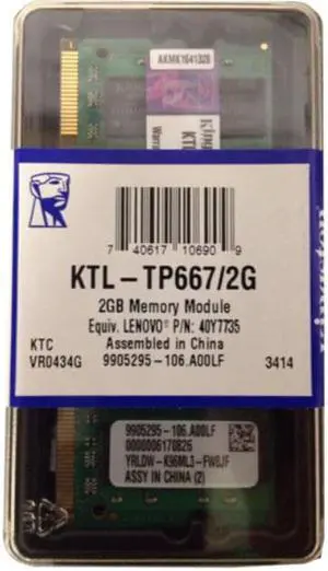 Kingston KTL-TP667/2G BPE 2GB 200p PC2-5300 CL5 16c 128x8 DDR2-667 2Rx8 1.8V SODIMM