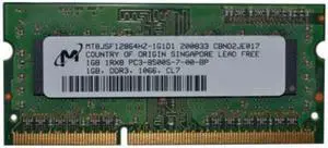 MT8JSF12864HZ-1G1D1 MICRON 1GB DDR3 1066MHZ PC3-8500 204-PIN CL7 NON-ECC UNBUFFERED SODIMM MEMORY