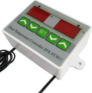 1PCS Digital LED Dual Thermometer Temperature Controller Thermostat Incubator Control Microcomputer Dual Probe AC 220V