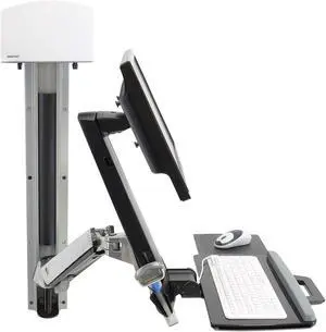 Ergotron StyleView Sit-Stand Combo System With Medium Silver CPU Holder - Mounting kit (articulating arm, wall track mou