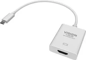 VISION Professional installation-grade USB-C to HDMI adapter - LIFETIME WARRANTY - plugs into USB-C and has full-sized H