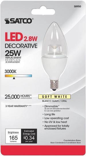 Satco 08952 - 4.5CTC/LED/3000K/E12/120V (S8952) Candle LED Light Bulb