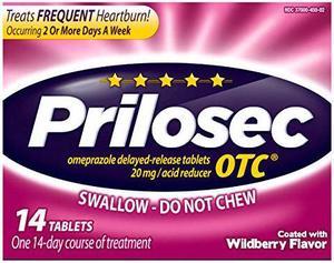 Prilosec OTC Frequent Heartburn Medicine and Acid Reducer Wildberry Flavor Tablets, 14 Count (Packaging May Vary)