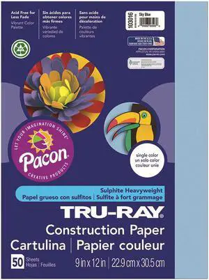 Tru-Ray Construction Paper, 76lb, 9 x 12, Sky Blue, 50/Pack 103016