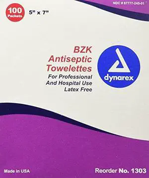 Antiseptic Wipe Benzalkonium BZK First Aid Wipes 100/Box