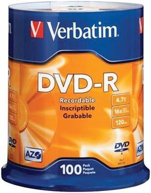 VERBATIM 4.7GB DVD-R 100CT SPINDLE- Part # 95102