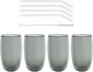 ZWILLING Sorrento 8-pc Double-Wall Latte Glass & Straw Set