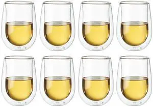 ZWILLING Sorrento 8-pc Double-Wall White Wine Stemless Glass Set
