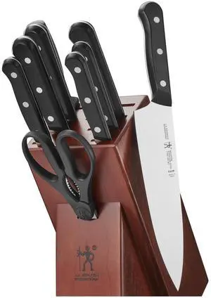 Henckels Solution 10-pc Knife block set, Chef Knife, Paring Knife, Utility Knife, Bread Knife, Black, Stainless Steel Henckels Solution 10-pc Knife block set, Chef Knife, Paring Knife, Utility Knife, Bread Knife, Black, Stainless Steel